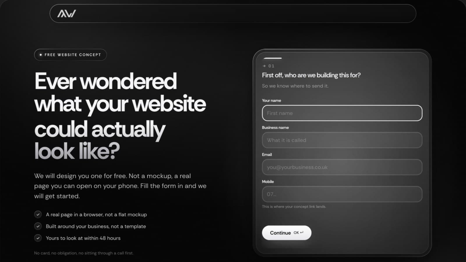 Free Website Concept hero