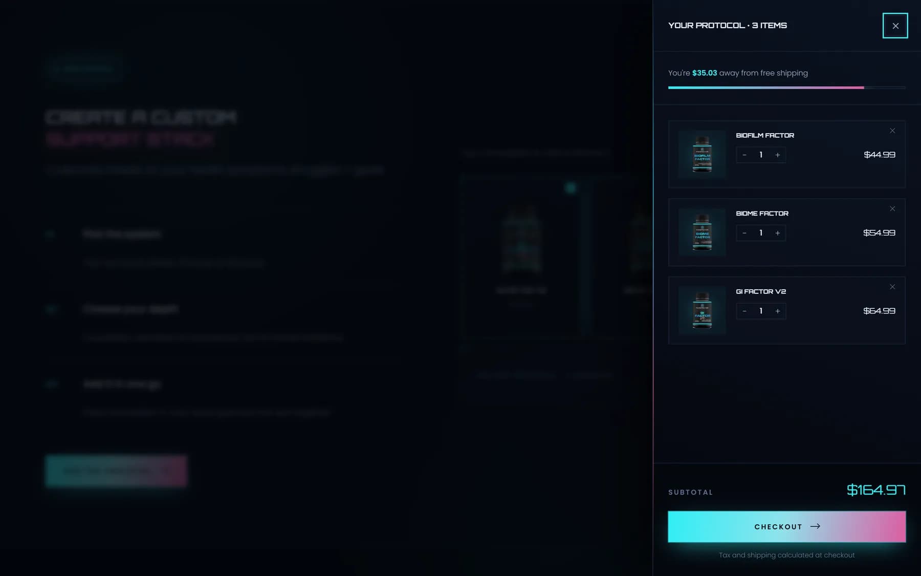 Purefactor Formulations screen 3