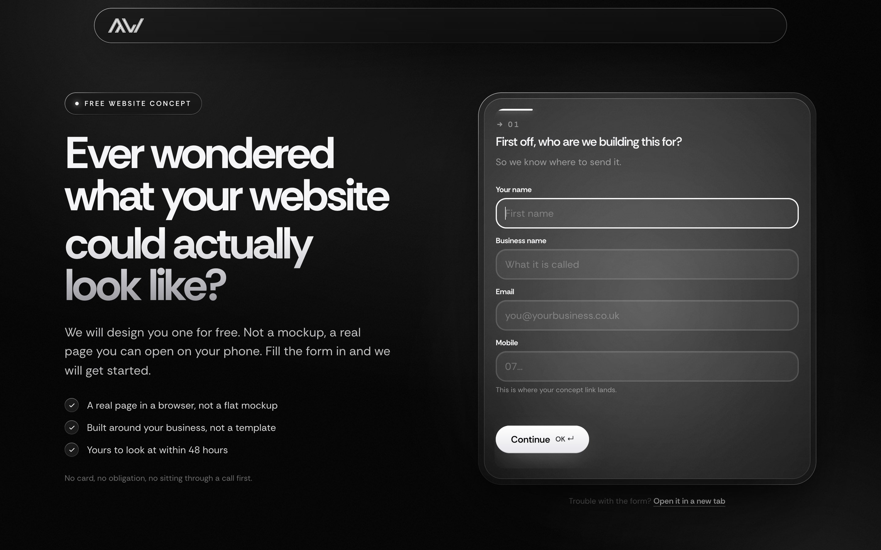 Free Website Concept — desktop