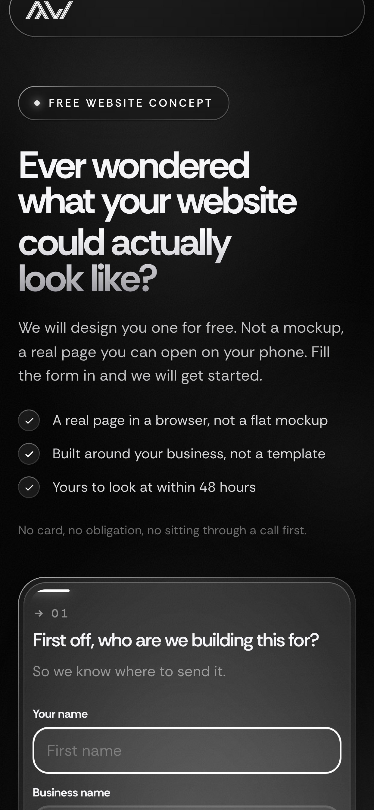 Free Website Concept website on a phone