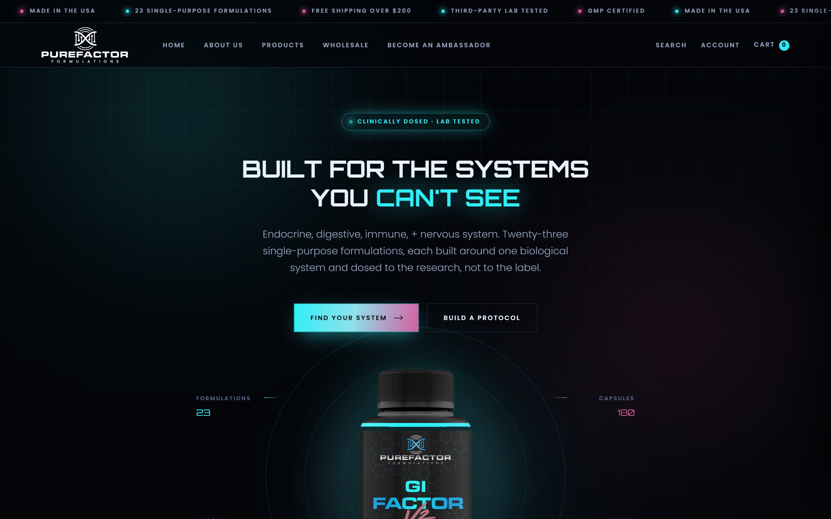 Purefactor Formulations — desktop
